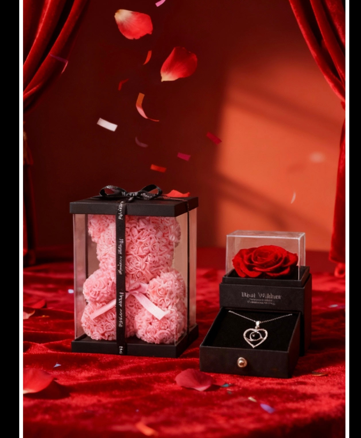 Eterno Amor Deluxe – Oso de Rosas y Collar